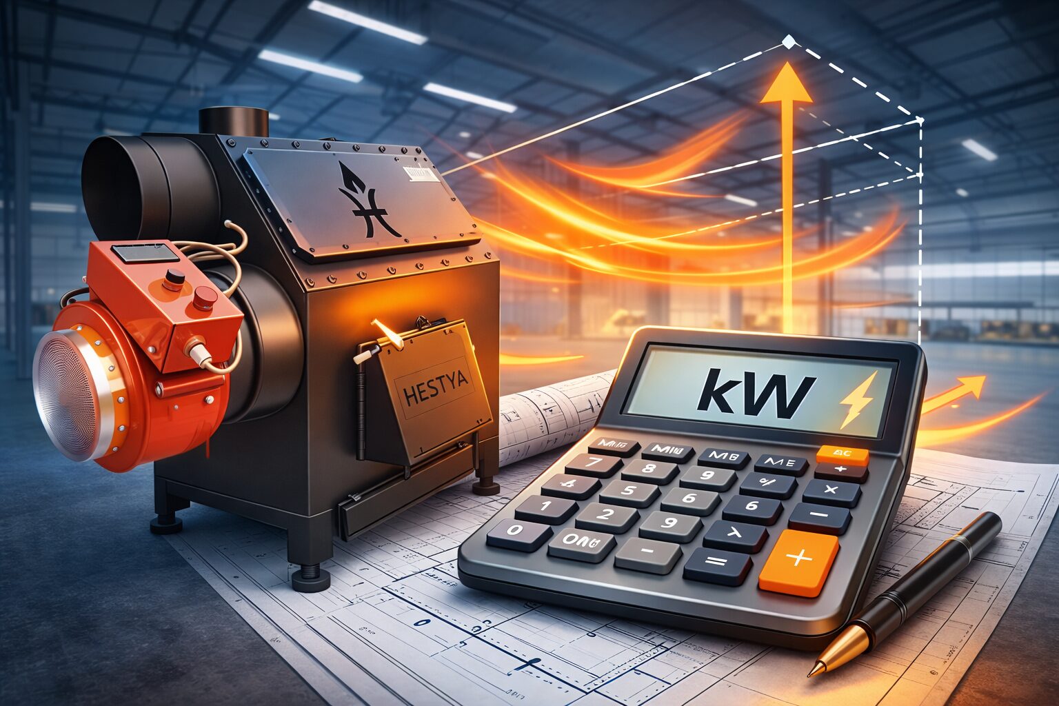 Calculează kW necesari pentru încălzire hală